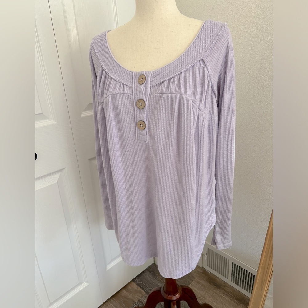 Free People We The Free Must Have Henley Thermal Top | Lilac | Small - Picture 3 of 4